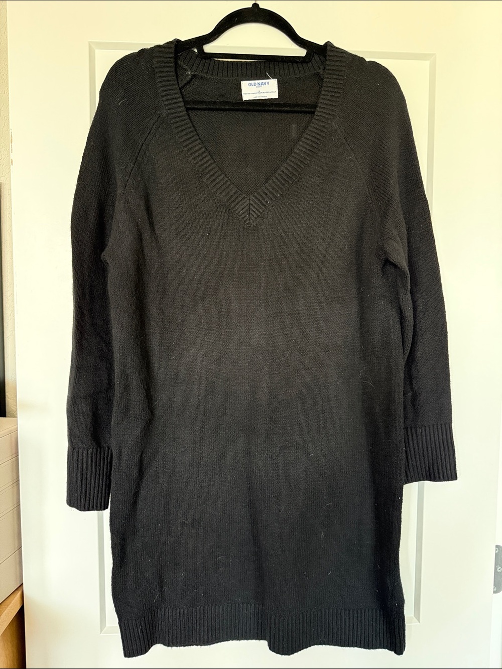 Old Navy Black V-Neck Sweater Dress